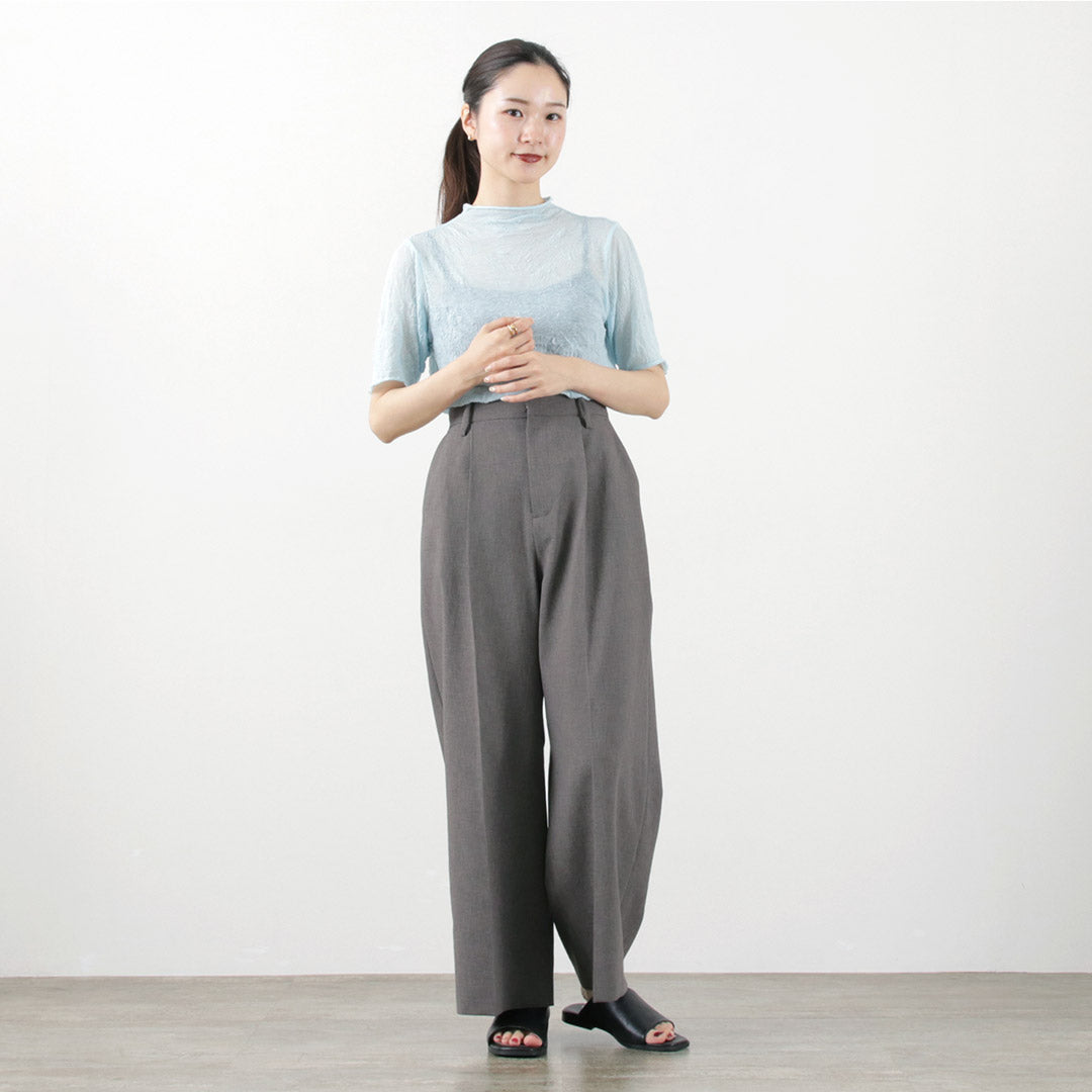 【40%OFF】MIDIUMISOLID(ミディウミソリッド) ハイウエスト タックパンツ
