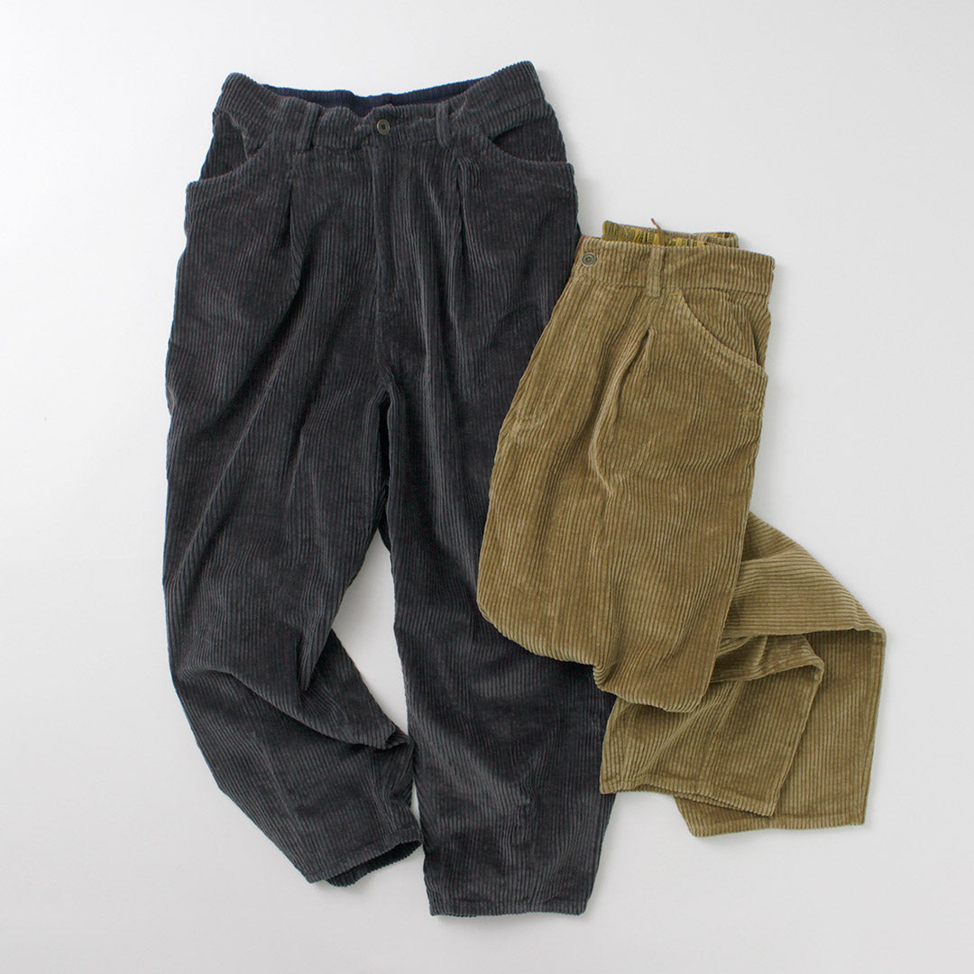 【30%OFF】SLOW HANDS(スローハンズ) ワイドコーデュロイ プーフィ タックパンツ