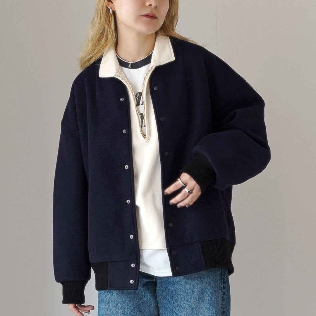 KHA:KI(カーキ) カラーレス バーシティージャケット