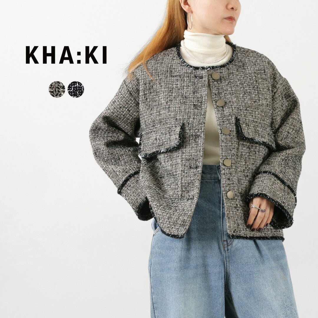 KHA:KI(カーキ) ツイード ミリタリージャケット