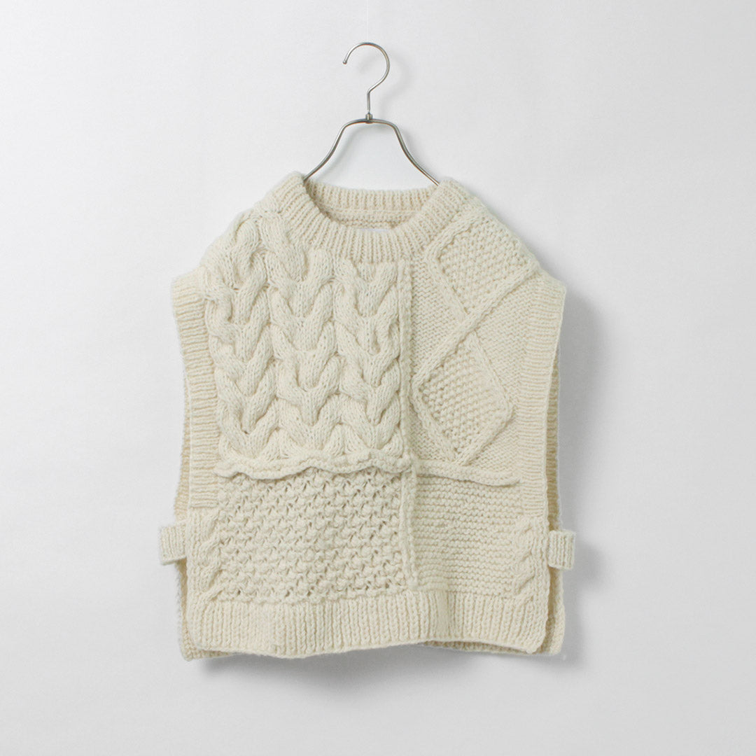 【30%OFF】KHA:KI(カーキ) ハンドニット ケーブル ベスト