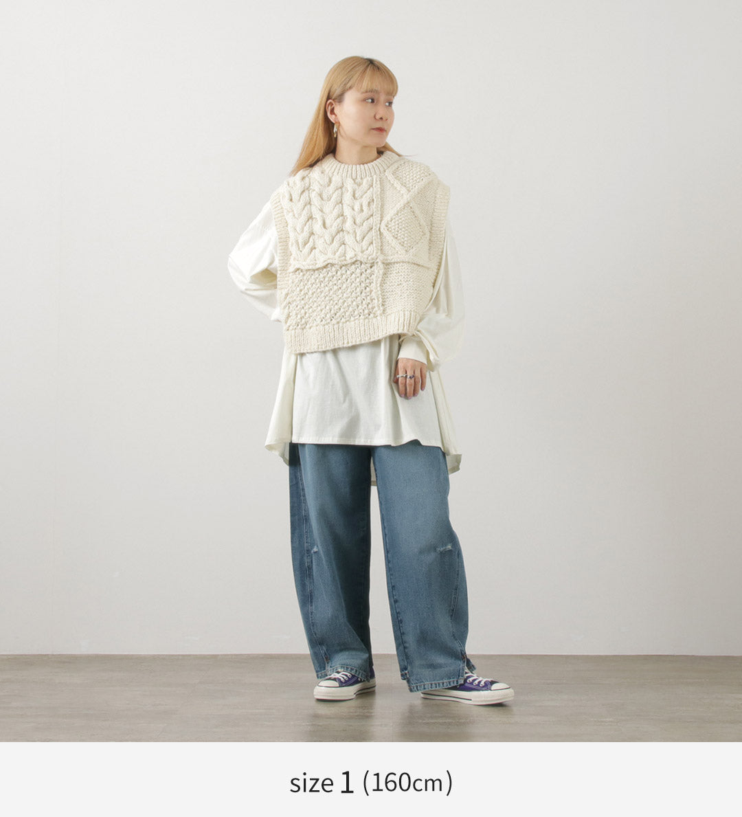 【30%OFF】KHA:KI(カーキ) ハンドニット ケーブル ベスト