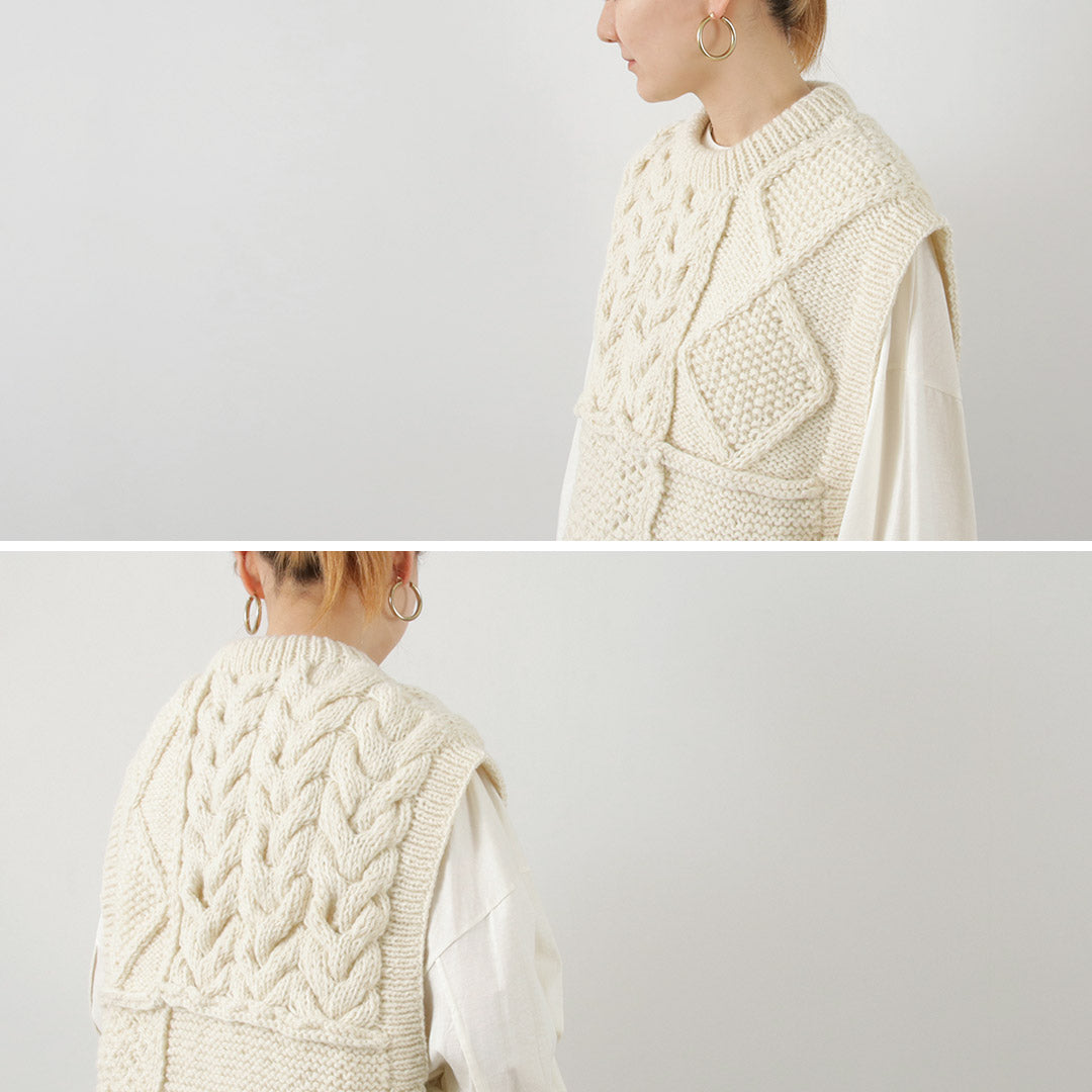 【30%OFF】KHA:KI(カーキ) ハンドニット ケーブル ベスト