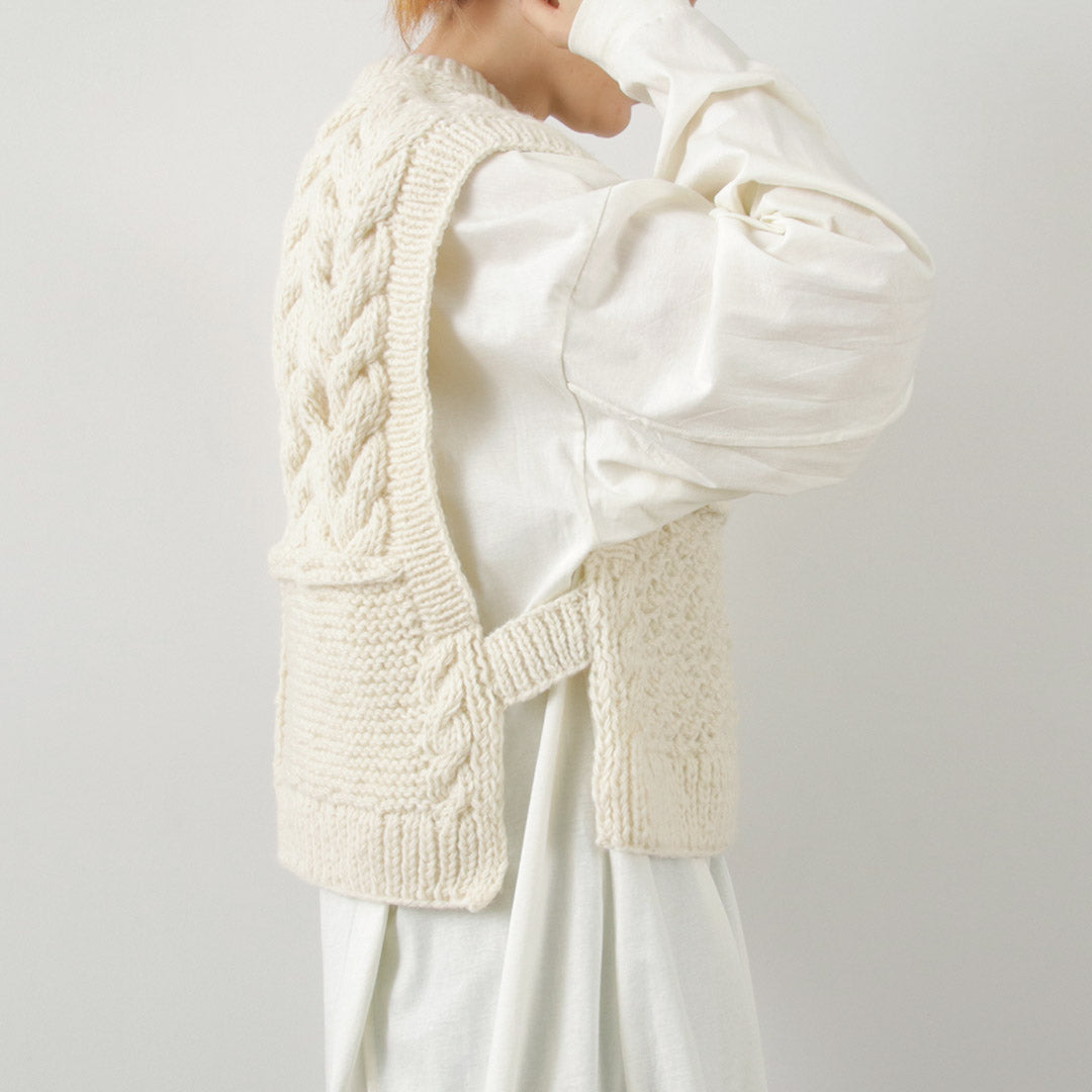 【30%OFF】KHA:KI(カーキ) ハンドニット ケーブル ベスト