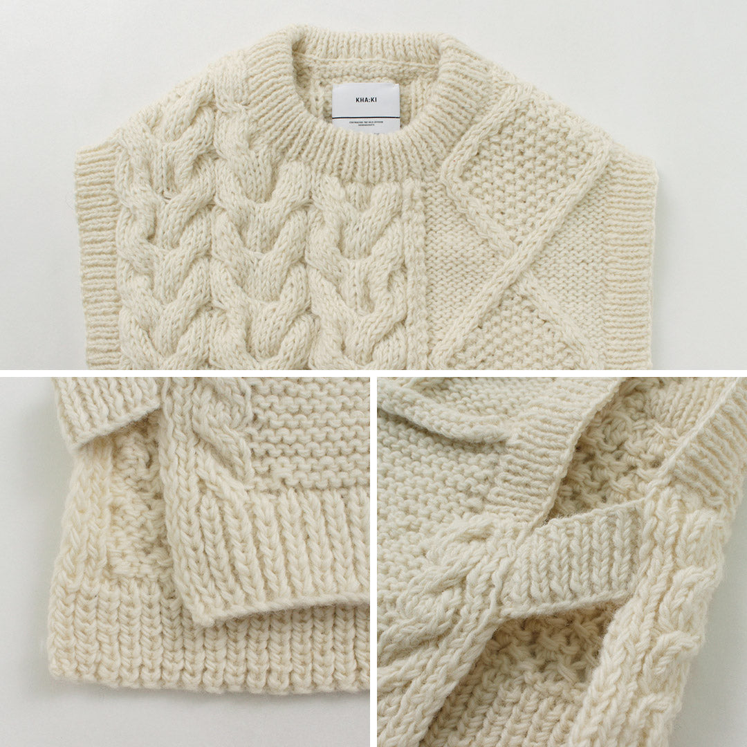 【30%OFF】KHA:KI(カーキ) ハンドニット ケーブル ベスト