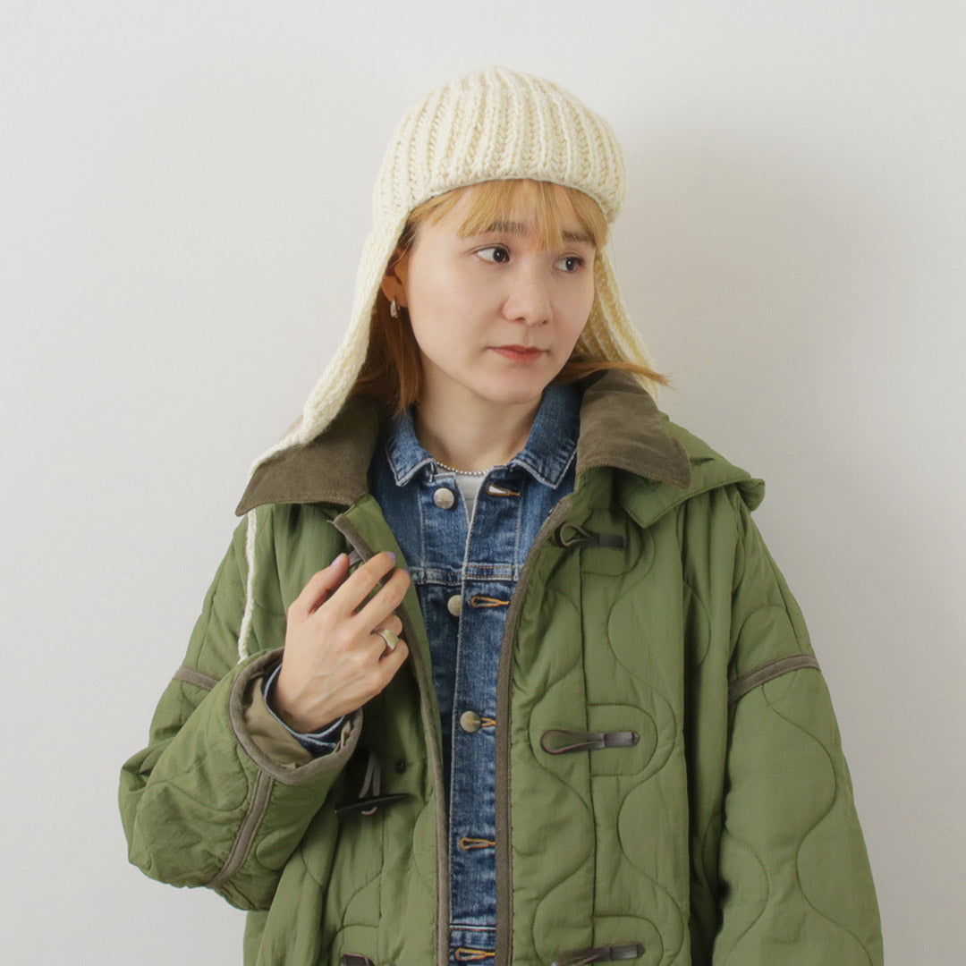 【20%OFF】KHA:KI(カーキ) ハンドニット フライトキャップ