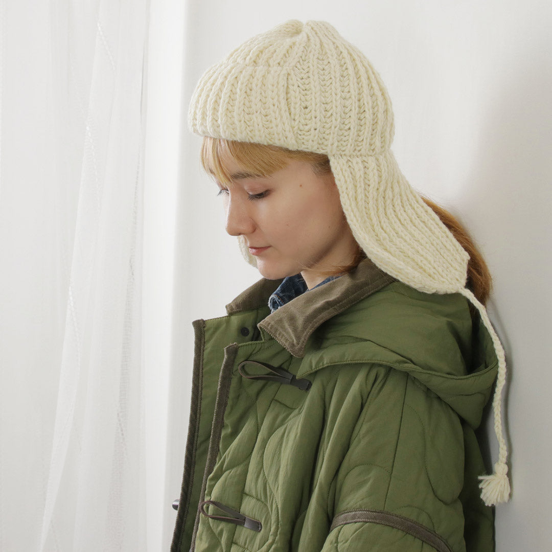 【20%OFF】KHA:KI(カーキ) ハンドニット フライトキャップ