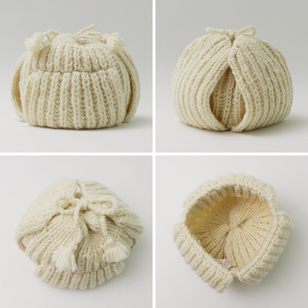 【20%OFF】KHA:KI(カーキ) ハンドニット フライトキャップ