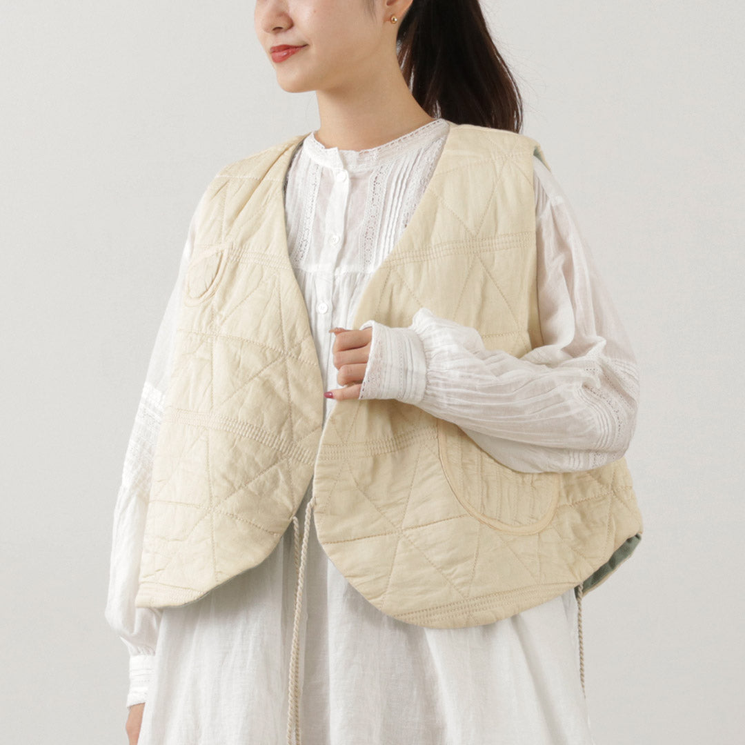 TUMUGU(ツムグ) キルティング リバーシブル ベスト コットンサテン