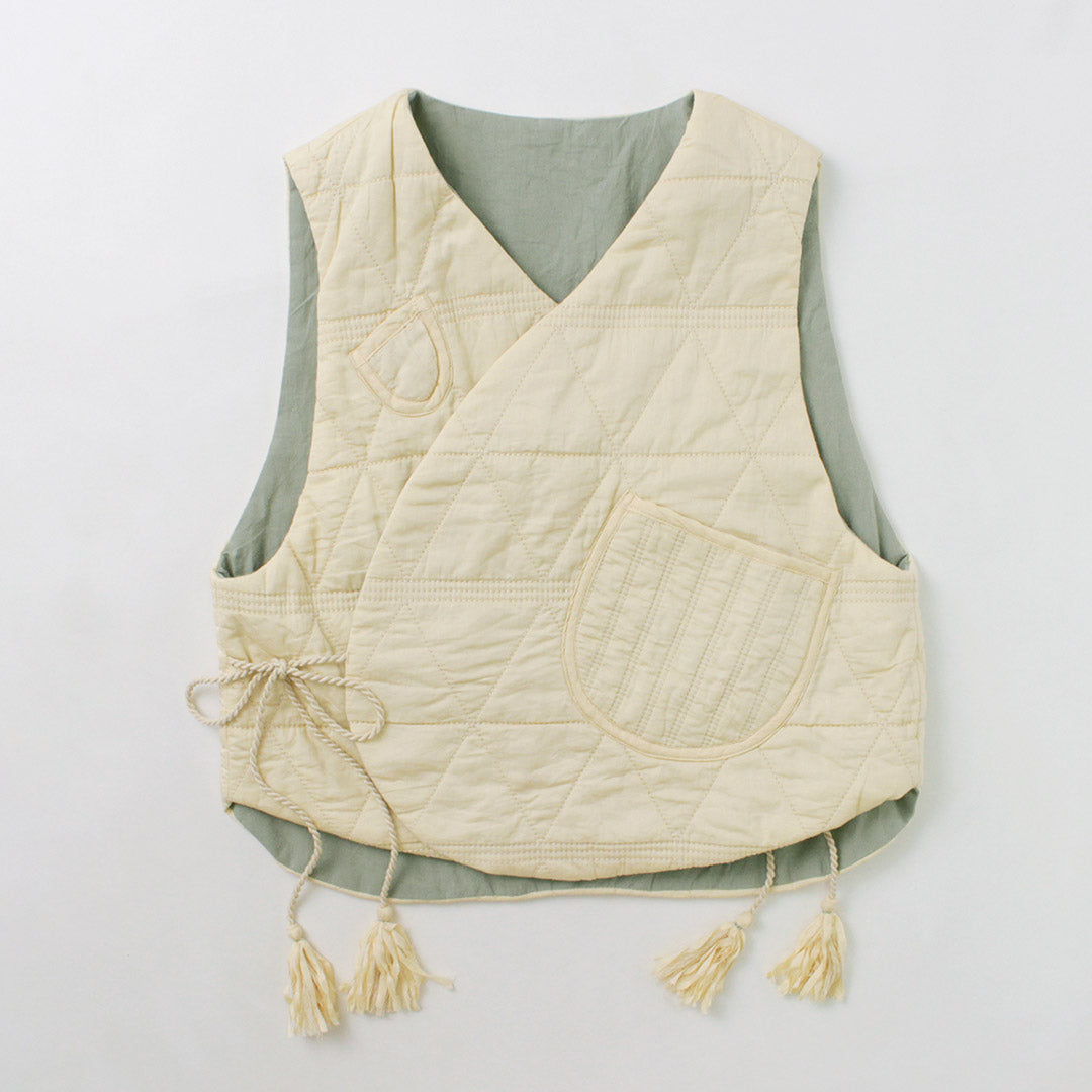 TUMUGU(ツムグ) キルティング リバーシブル ベスト コットンサテン
