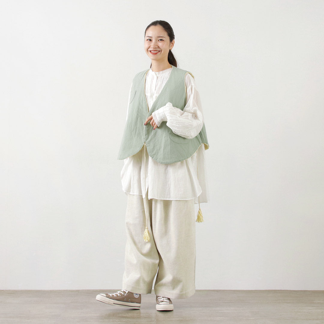 TUMUGU(ツムグ) キルティング リバーシブル ベスト コットンサテン