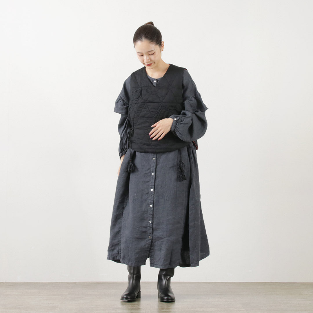 TUMUGU(ツムグ) キルティング リバーシブル ベスト コットンサテン