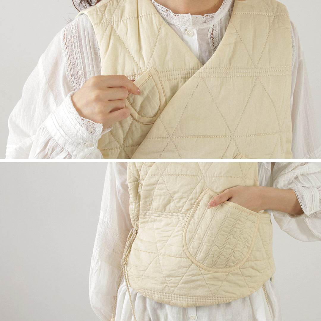 TUMUGU(ツムグ) キルティング リバーシブル ベスト コットンサテン