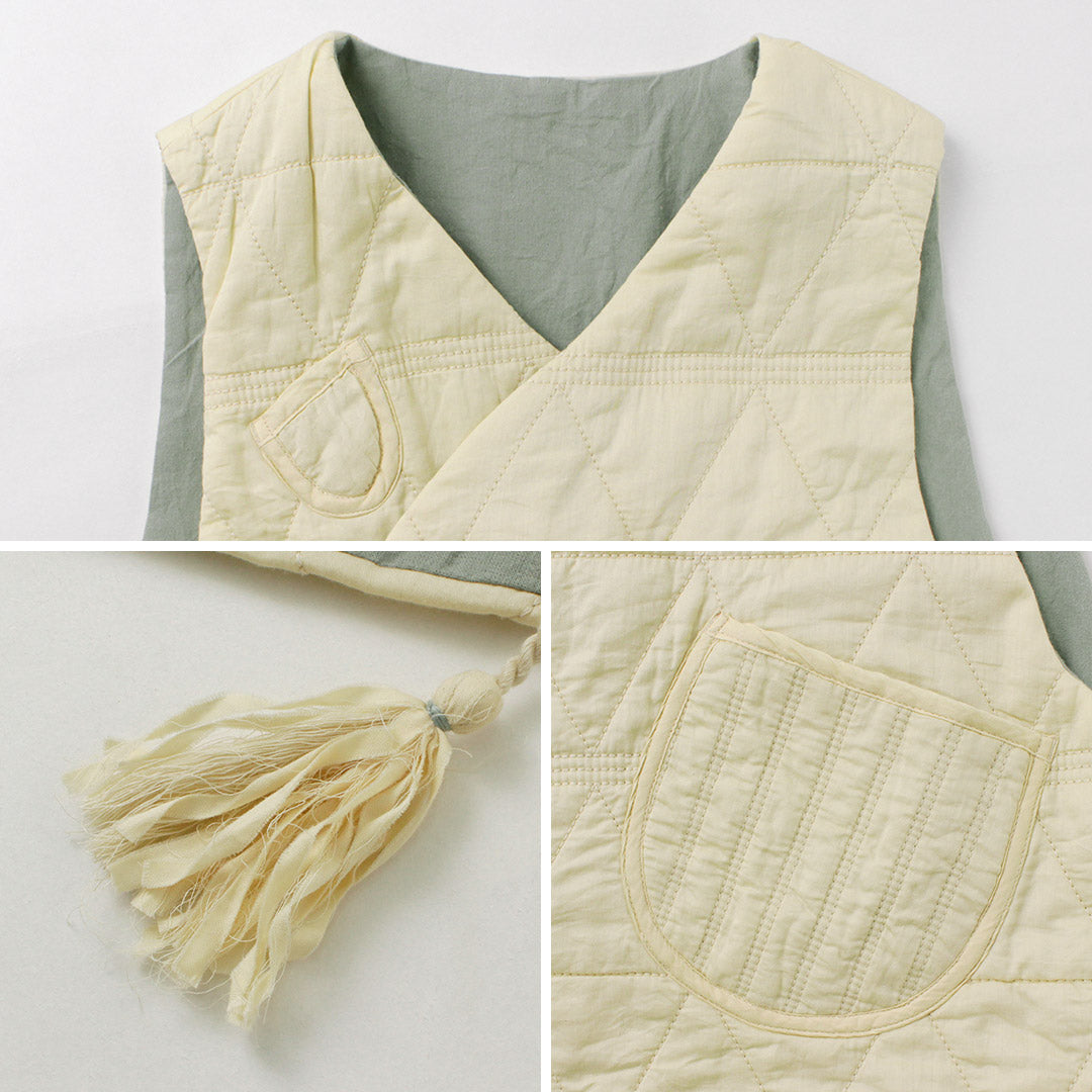 TUMUGU(ツムグ) キルティング リバーシブル ベスト コットンサテン