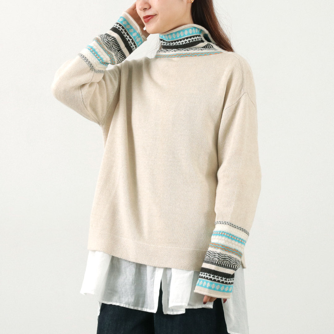 【50%OFF】TUMUGU(ツムグ) コットンカシミア ジャガード 2WAY カーディガン