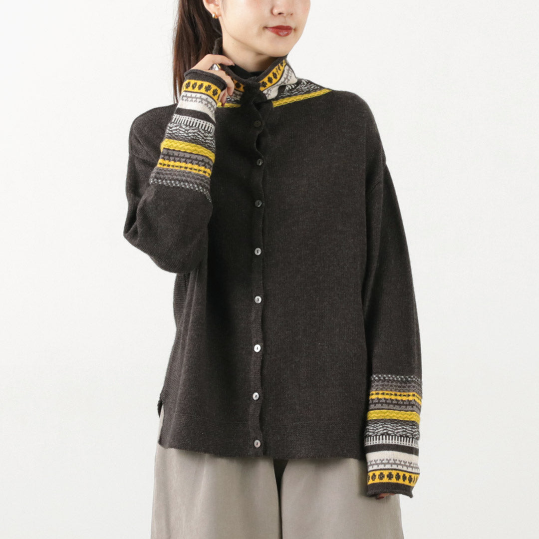 【50%OFF】TUMUGU(ツムグ) コットンカシミア ジャガード 2WAY カーディガン