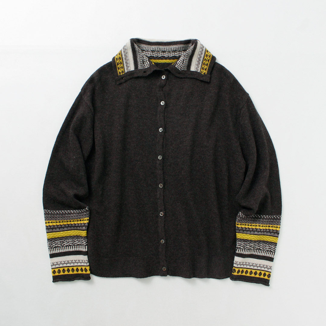 【30%OFF】TUMUGU(ツムグ) コットンカシミア ジャガード 2WAY カーディガン