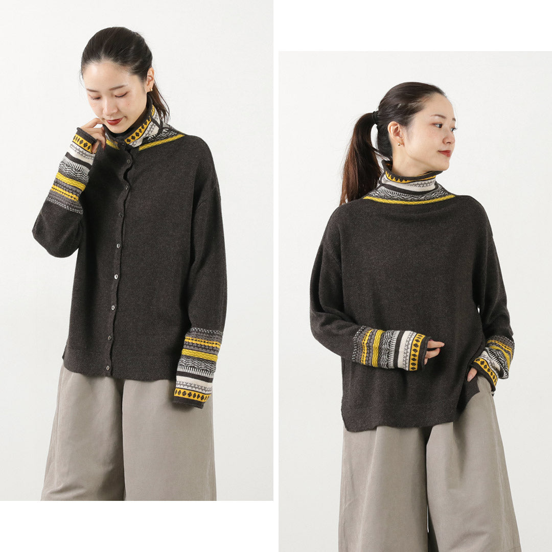 【30%OFF】TUMUGU(ツムグ) コットンカシミア ジャガード 2WAY カーディガン