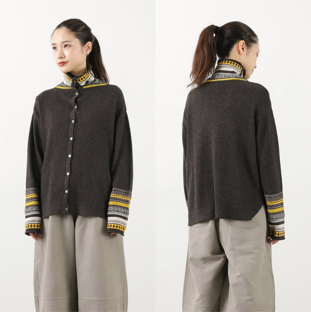【30%OFF】TUMUGU(ツムグ) コットンカシミア ジャガード 2WAY カーディガン