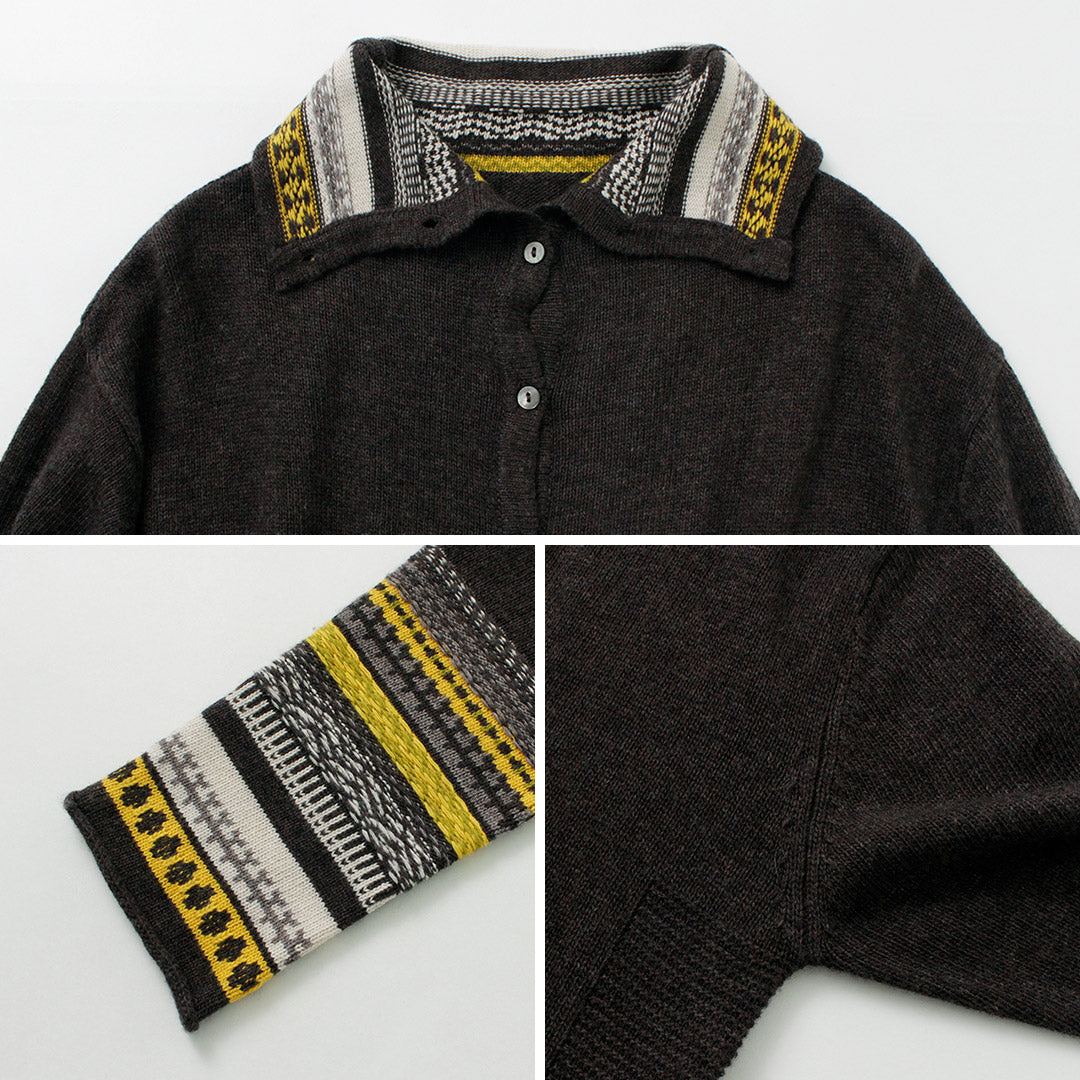【30%OFF】TUMUGU(ツムグ) コットンカシミア ジャガード 2WAY カーディガン