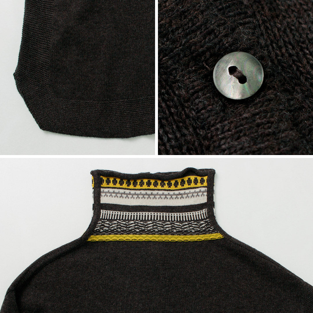 【30%OFF】TUMUGU(ツムグ) コットンカシミア ジャガード 2WAY カーディガン