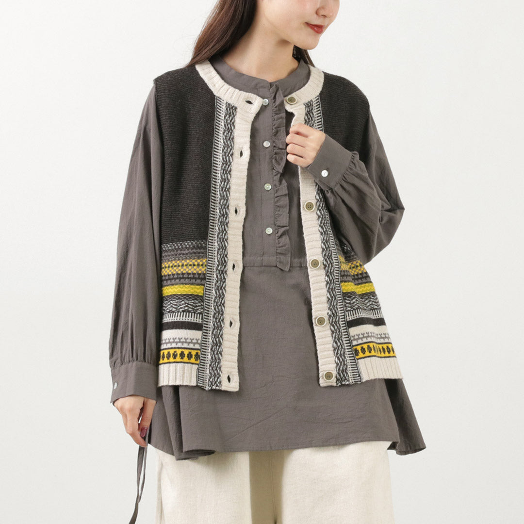 【30%OFF】TUMUGU(ツムグ) コットンカシミア ジャガード 2WAYベスト