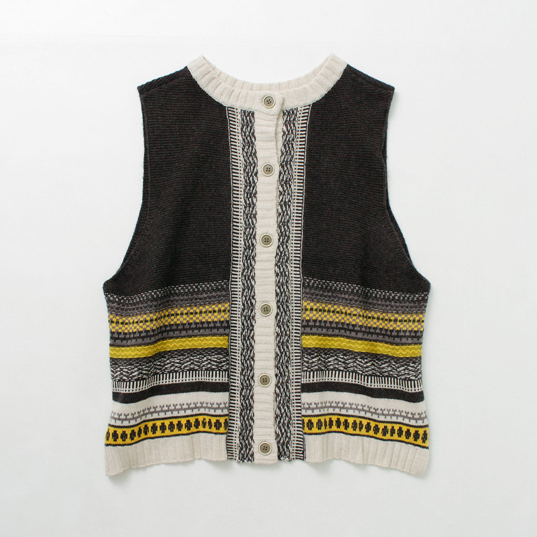 【30%OFF】TUMUGU(ツムグ) コットンカシミア ジャガード 2WAYベスト