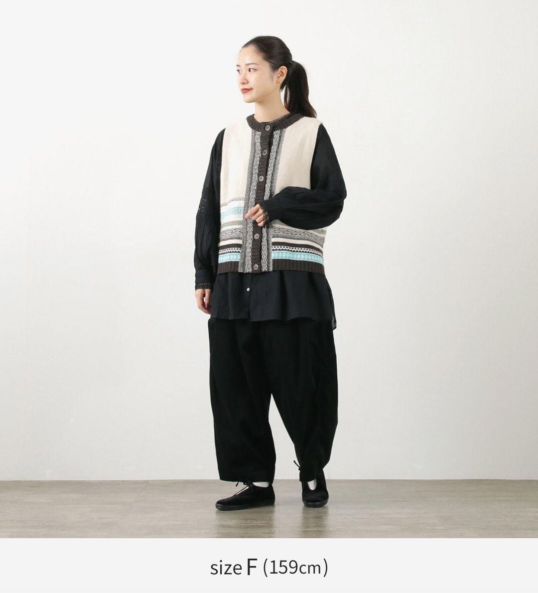 【30%OFF】TUMUGU(ツムグ) コットンカシミア ジャガード 2WAYベスト