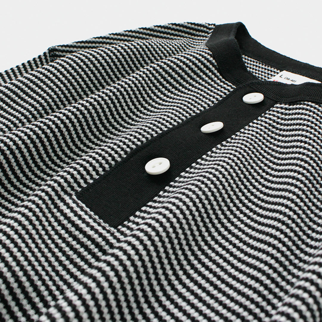 HEALTHKNIT(ヘルスニット) ベーシックワッフル ヘンリーネック ロングスリーブ