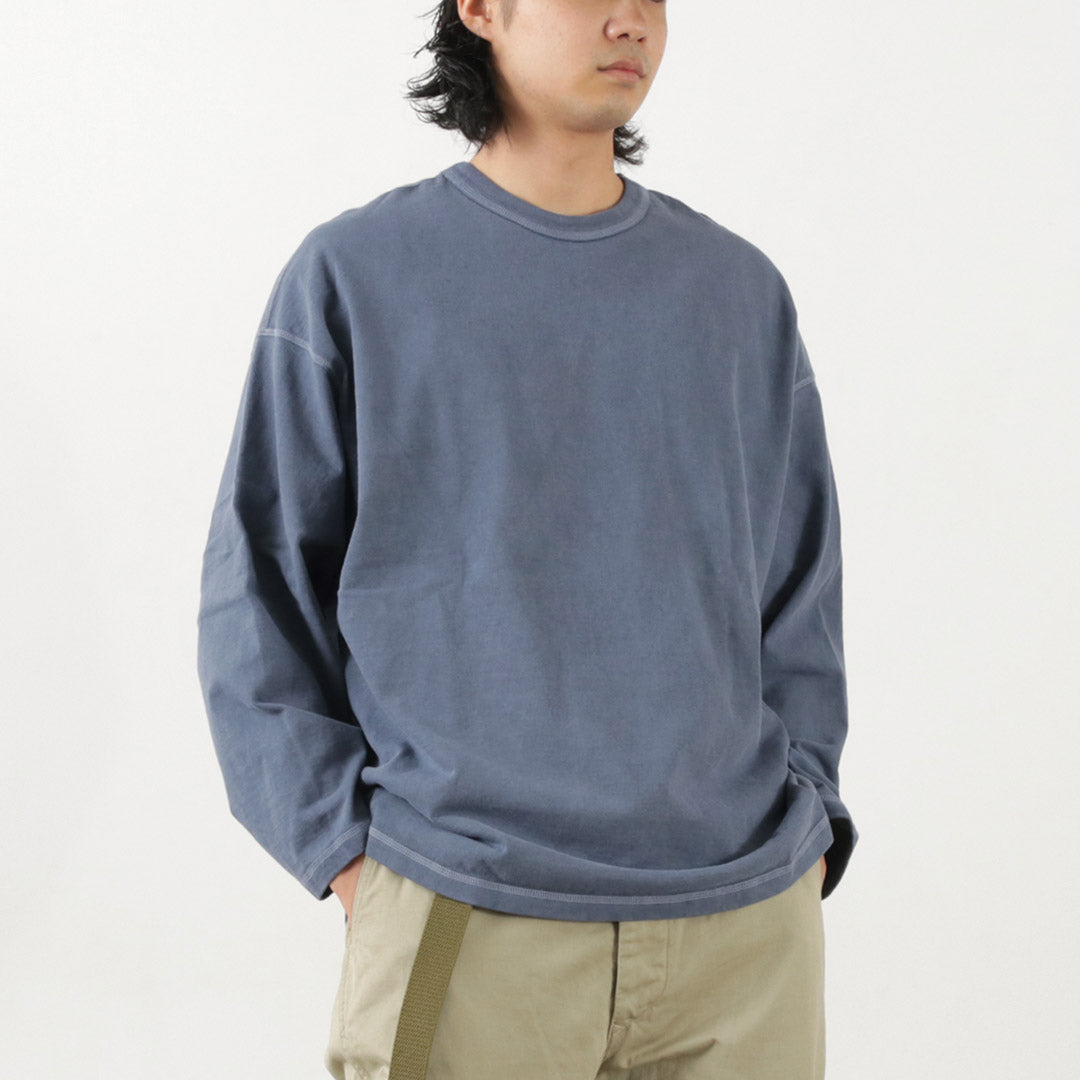 【50%OFF】MOC T(モクティー) プレーティングジャージー クルーネック ロングスリーブ ビッグTシャツ