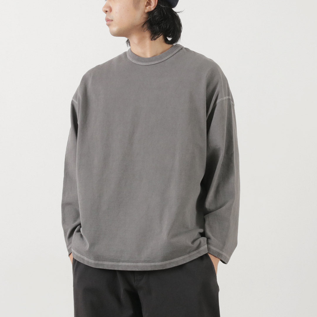 【50%OFF】MOC T(モクティー) プレーティングジャージー クルーネック ロングスリーブ ビッグTシャツ