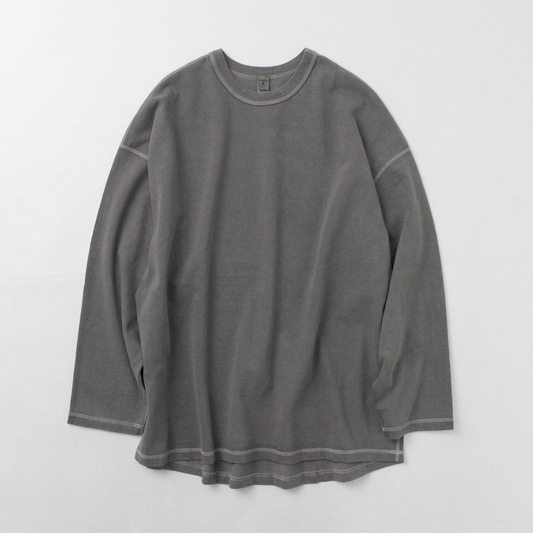 【50%OFF】MOC T(モクティー) プレーティングジャージー クルーネック ロングスリーブ ビッグTシャツ