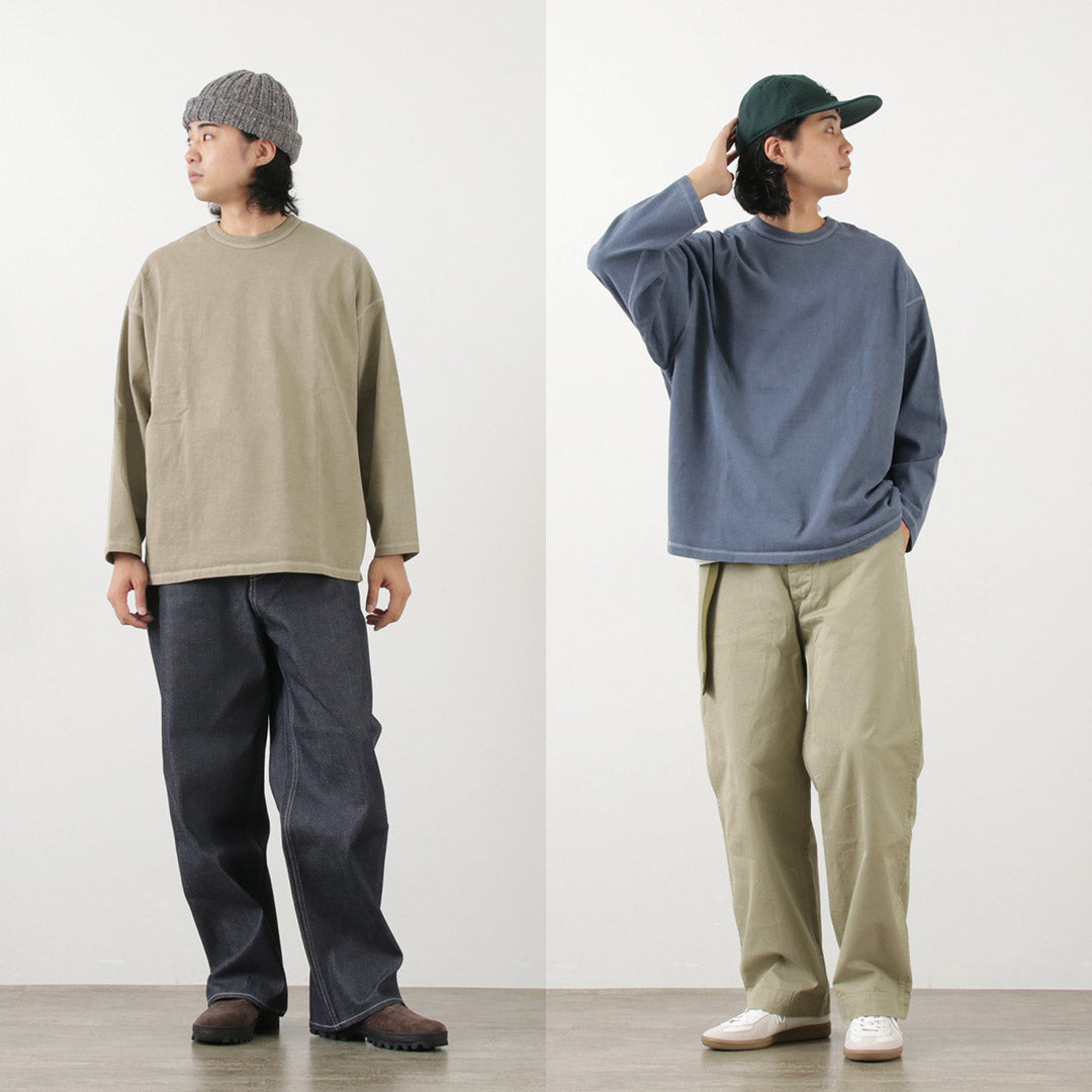 【50%OFF】MOC T(モクティー) プレーティングジャージー クルーネック ロングスリーブ ビッグTシャツ