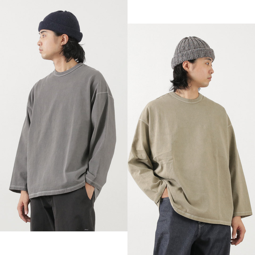 【50%OFF】MOC T(モクティー) プレーティングジャージー クルーネック ロングスリーブ ビッグTシャツ