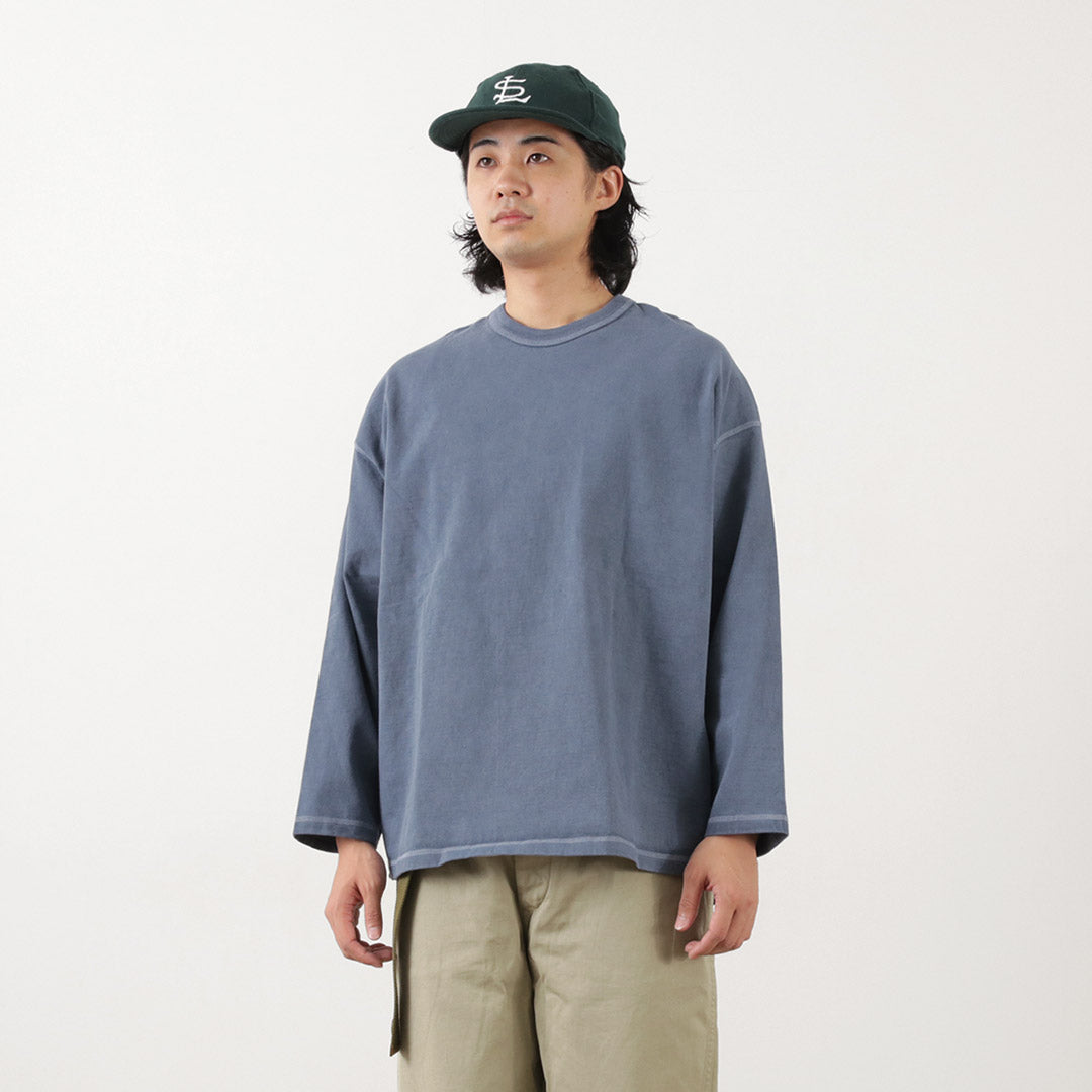 【50%OFF】MOC T(モクティー) プレーティングジャージー クルーネック ロングスリーブ ビッグTシャツ