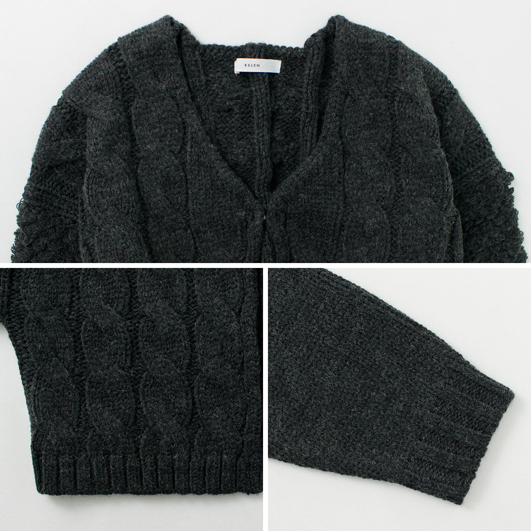 【30%OFF】KELEN(ケレン) MARL ループデザイン ニット カーディガン
