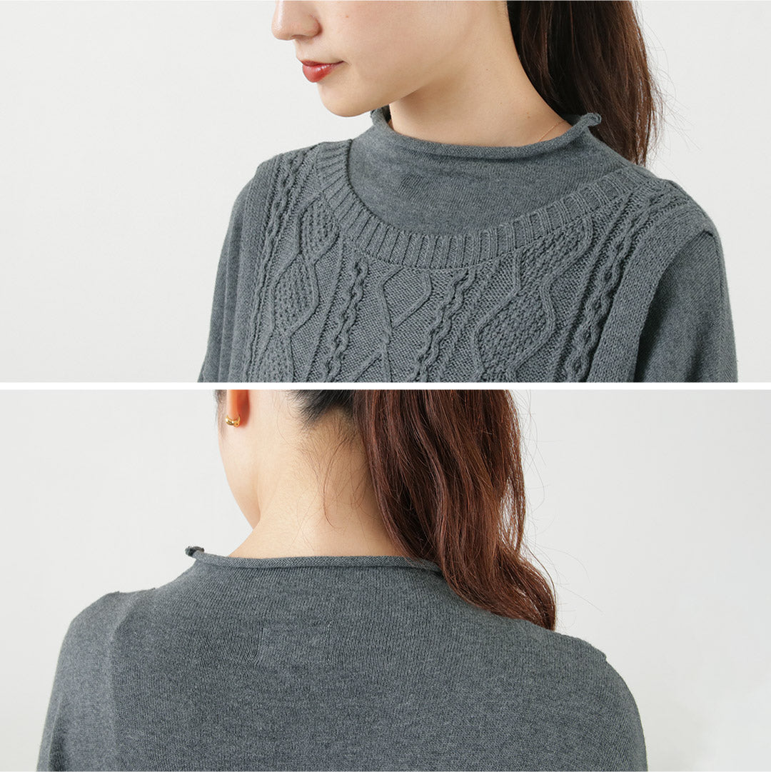 【50%OFF】MAO MADE(マオメイド) カラー別注 やわらかコットン レイヤード風 モックネック ワンピース