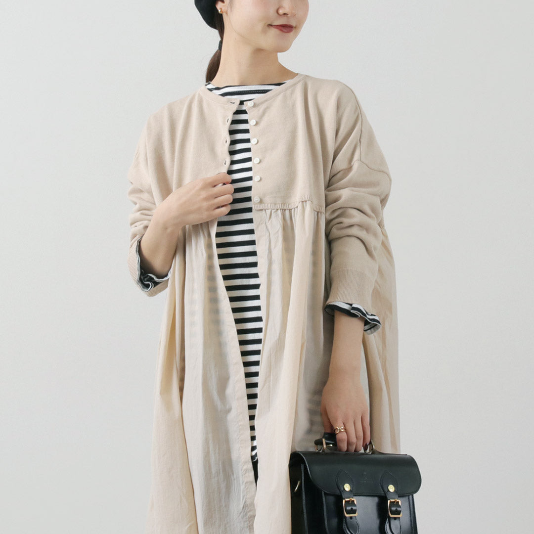 【50%OFF】MAO MADE(マオメイド) カラー別注 異素材切り替え ワイド2WAY カーディガン