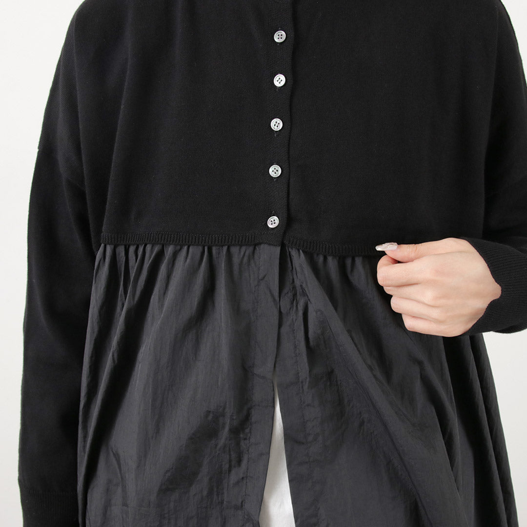 【30%OFF】MAO MADE(マオメイド) カラー別注 異素材切り替え ワイド2WAY カーディガン