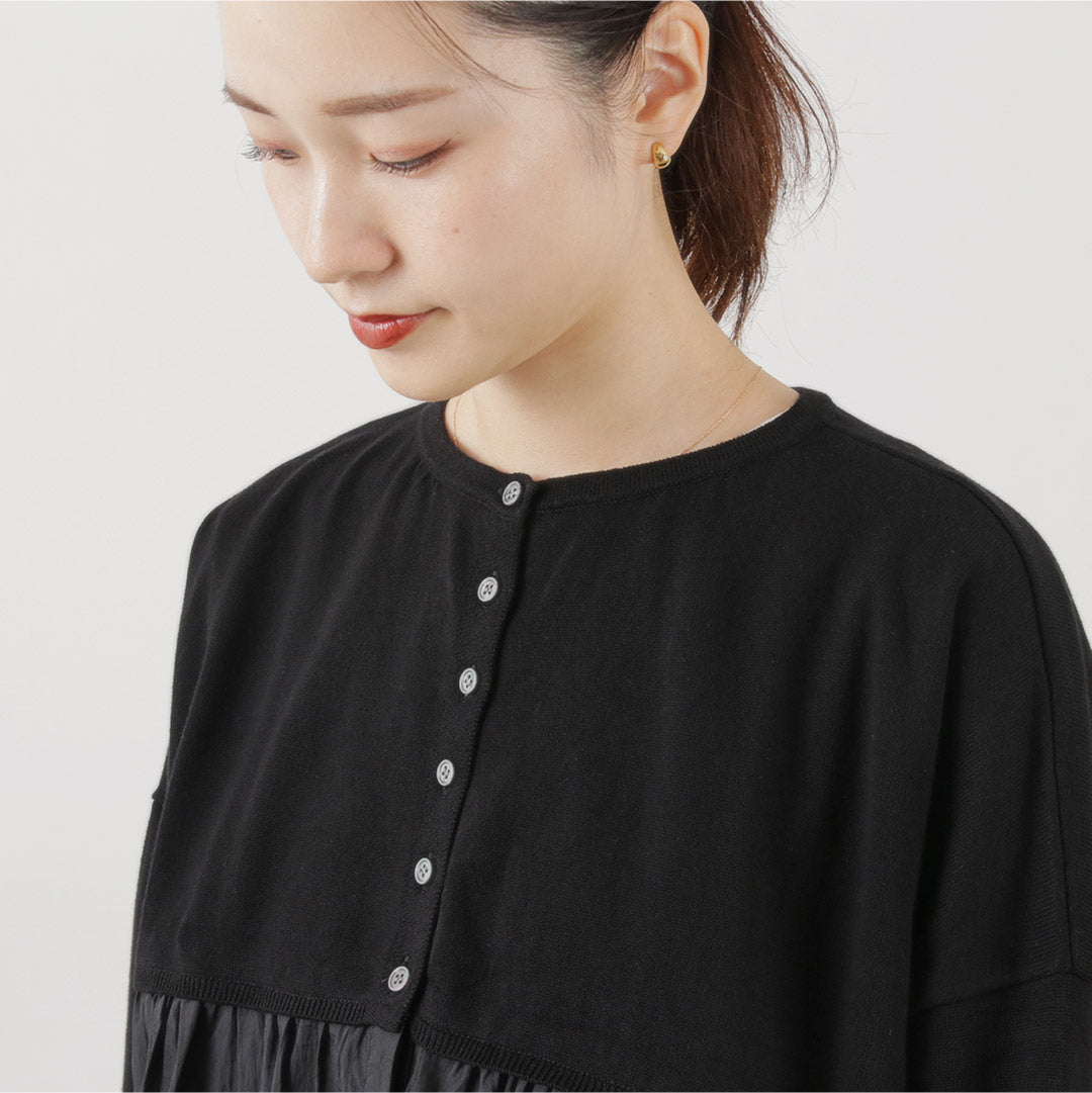 【30%OFF】MAO MADE(マオメイド) カラー別注 異素材切り替え ワイド2WAY カーディガン