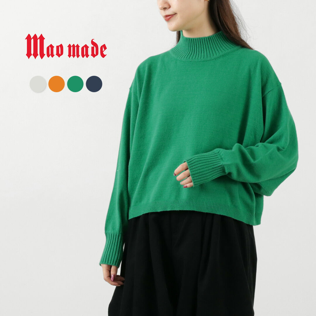 【30%OFF】MAO MADE(マオメイド) ピーチ起毛 異ゲージ ハイネックショートPO