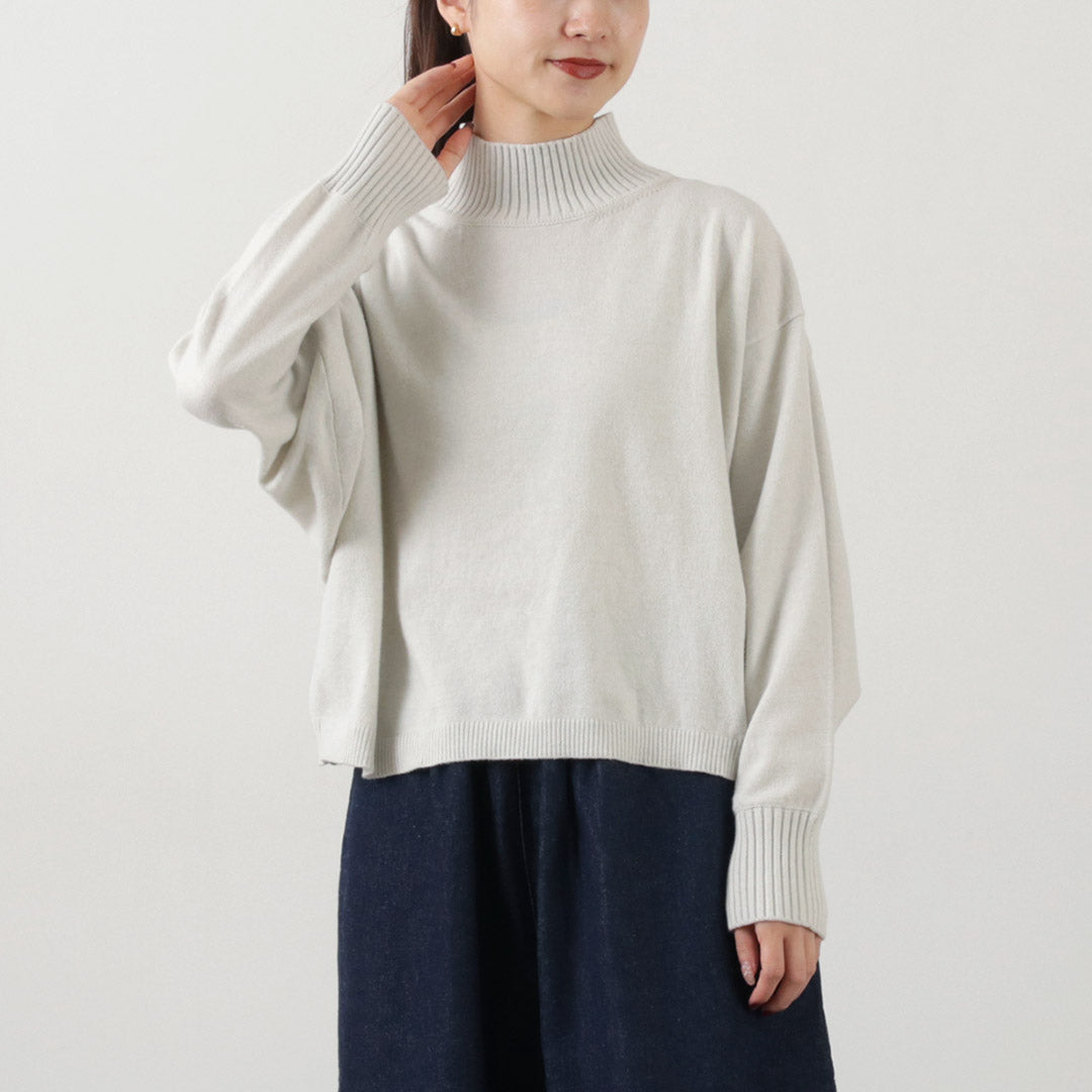 【30%OFF】MAO MADE(マオメイド) ピーチ起毛 異ゲージ ハイネックショートPO