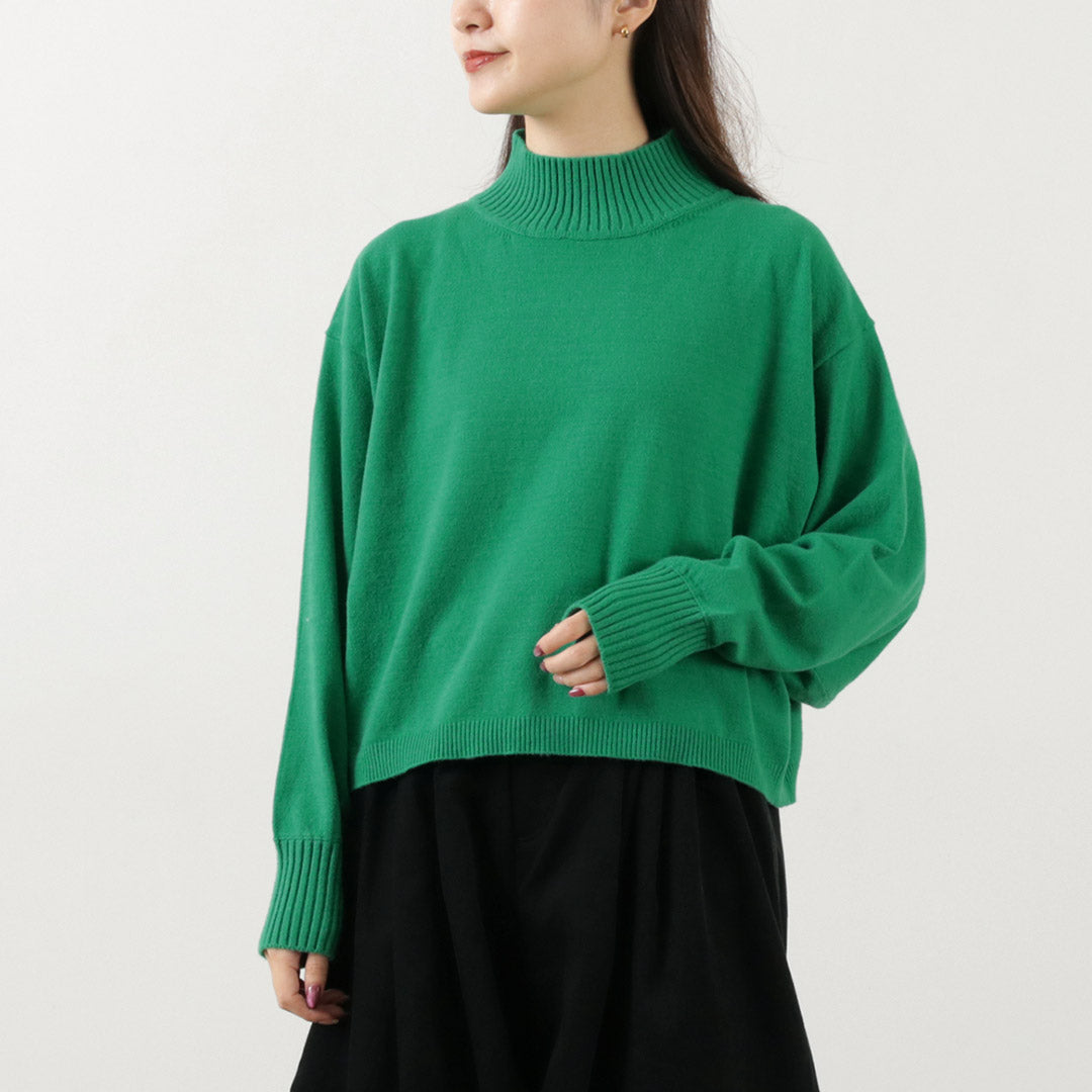 【30%OFF】MAO MADE(マオメイド) ピーチ起毛 異ゲージ ハイネックショートPO