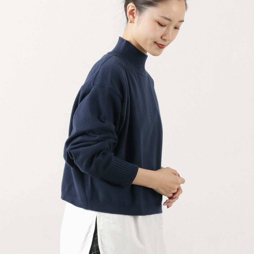 【30%OFF】MAO MADE(マオメイド) ピーチ起毛 異ゲージ ハイネックショートPO