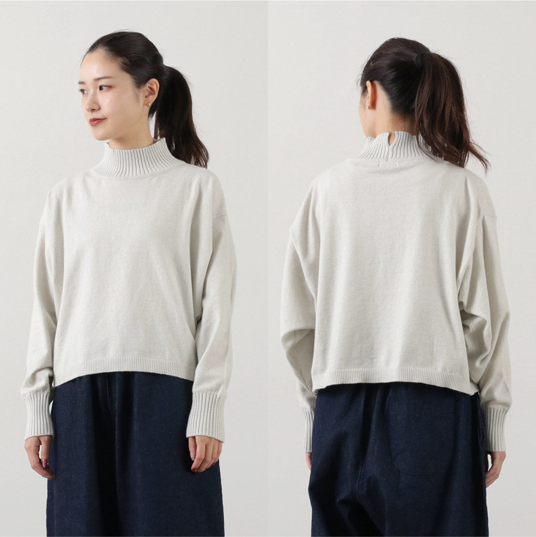 【30%OFF】MAO MADE(マオメイド) ピーチ起毛 異ゲージ ハイネックショートPO