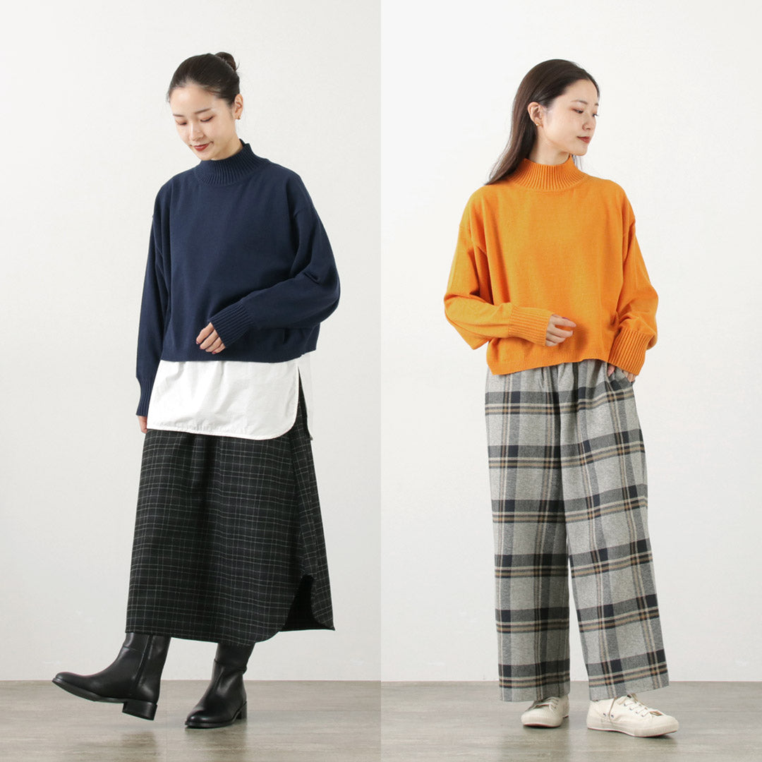 【30%OFF】MAO MADE(マオメイド) ピーチ起毛 異ゲージ ハイネックショートPO