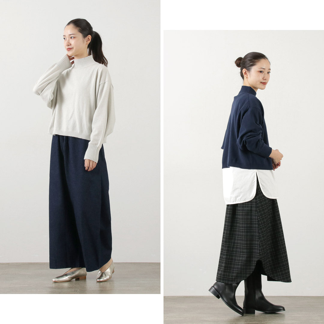 【30%OFF】MAO MADE(マオメイド) ピーチ起毛 異ゲージ ハイネックショートPO
