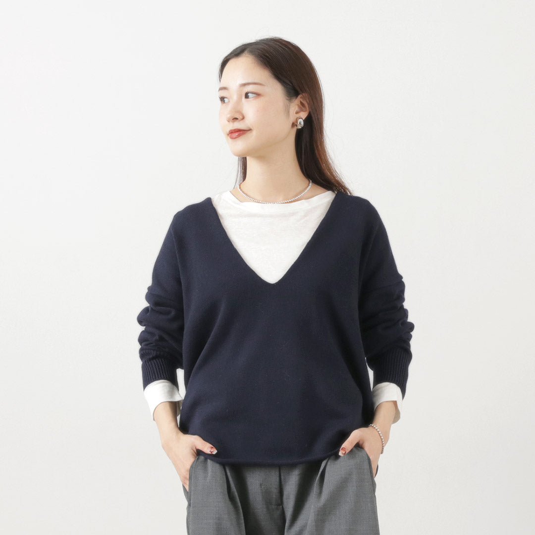 ETRE TOKYO(エトレトウキョウ) Vネックルージーニットトップス