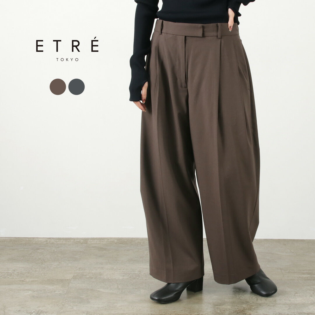 【50%OFF】ETRE TOKYO(エトレトウキョウ) ウエストアジャスタブル タックワイドパンツ 1223521084-0