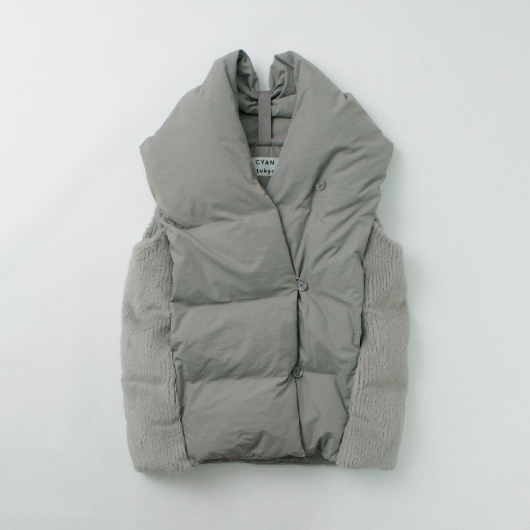 CYAN TOKYO(シアン トーキョー) ストールライク ファーコンビ ダウンベスト